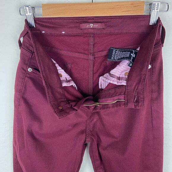 7 For All Mankind Skinny Stretch Ankle Pant - Burgundy - Picture 8 of 8